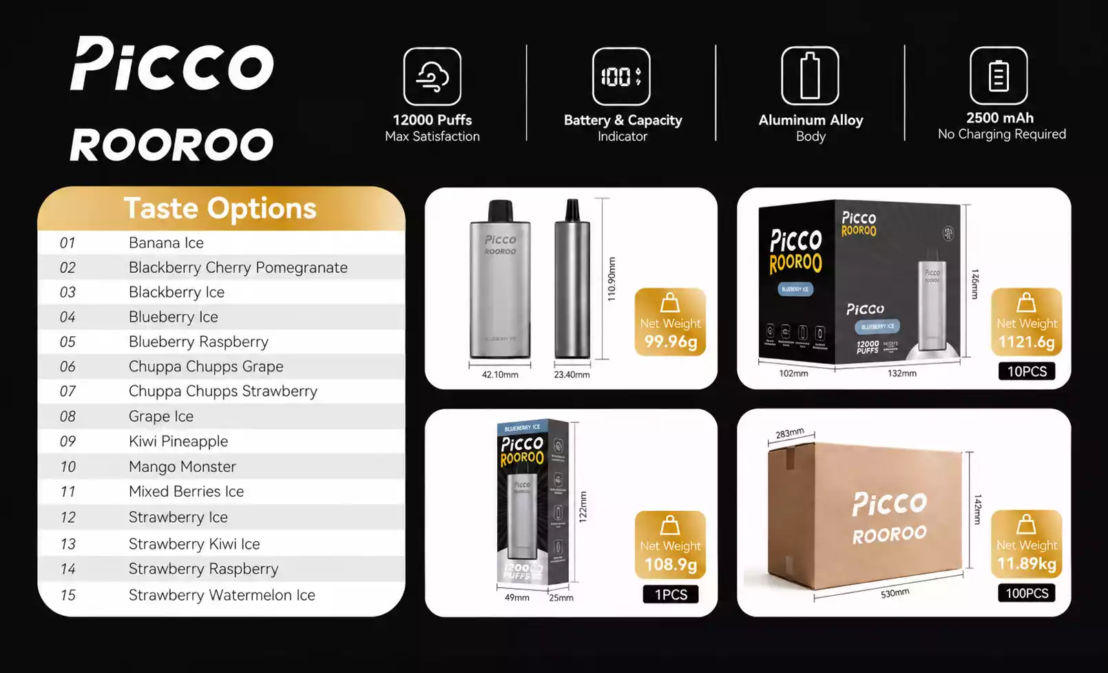 PICOO ROOROO 12000 PUFFS